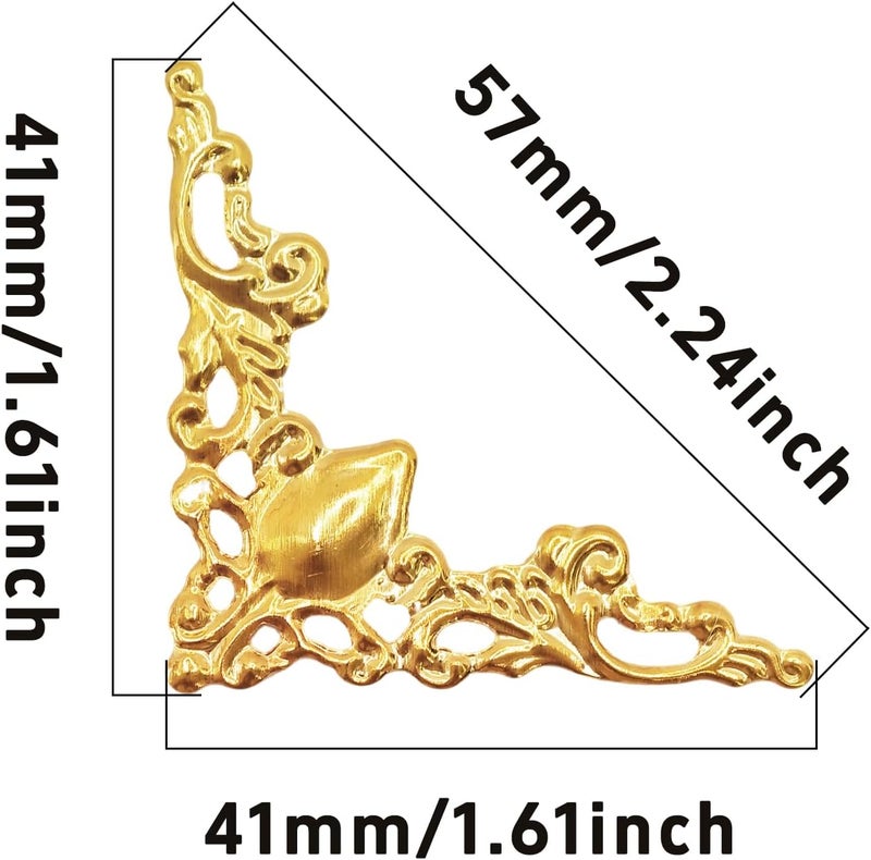 PDETVEO 100PCS Metal Corner Protectors, Vintage Bronze Decorative Edge Guards for Albums, Photo Frames, Books & Jewelry Box, Craft Corner Embellishments（Gold） - Image 2